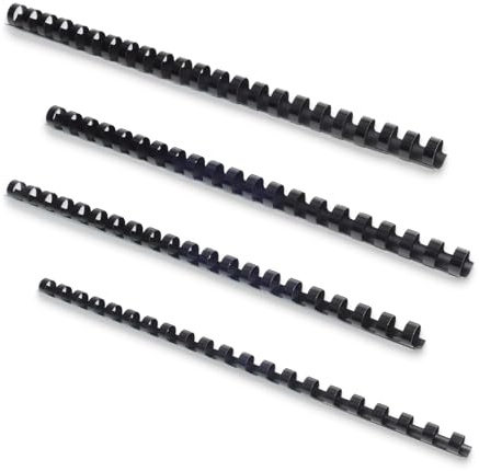 BuroKalos Peignes de Reliure, 55 à 125 Feuilles, Taille mixte 10 mm 12 mm 14 mm 16 mm, A4, Noir, Paquet de 80 Pièces