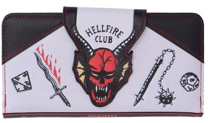 Official Stranger Things Hellfire Club Embossed Purse with Multiple Storage Compartments
