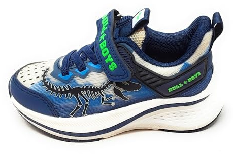 Bull Boys Kinderschuhe DNAR5274 Hurrikan Rex, blau mit Dinosaurier, aktivierbarer Audio, Klettverschluss, dämpfende Sohle