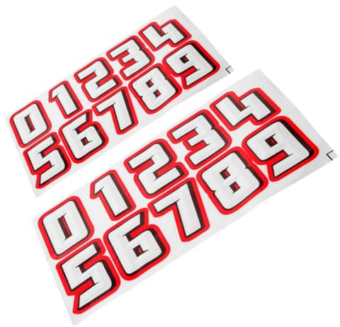 Mikikit 2 Sets Motorcycle Reflective Number Stickers for Bike Helmets, Large and Small Digit Decals (0-9) for Cycling and Outdoor Riding Safety