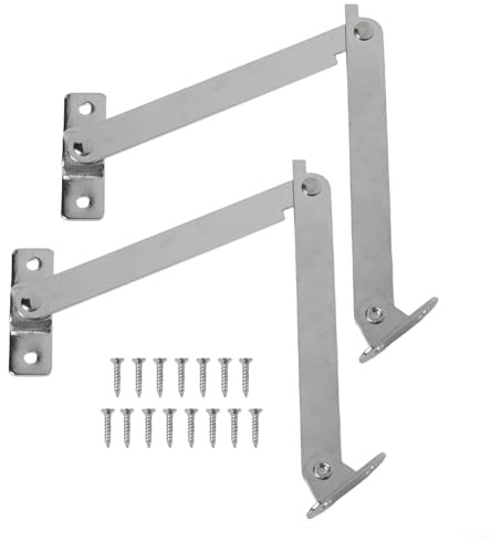 Metallscharniere in Antik-Bronzefarben, 2 Stück, für Deckelhalter auf Holzkisten, Truhen, Schränken und Tischen (Silber)