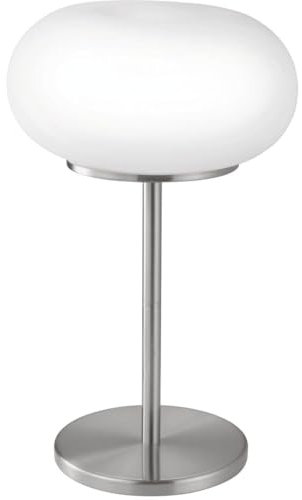 EGLO Deckenlampe Optica, 2 flammige Deckenleuchte, Material: Stahl, Farbe: Nickel matt, Glas: Opal matt weiß, Fassung: E27, Ø: 28 cm