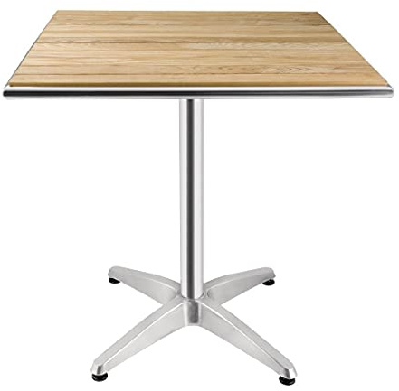 Bolero Square Ash Wood and Aluminium Commercial Table, 720X700X700mm | Pre-oiled for indoor or outdoor use without weathering risk, while a protective rim prevents impact damage.