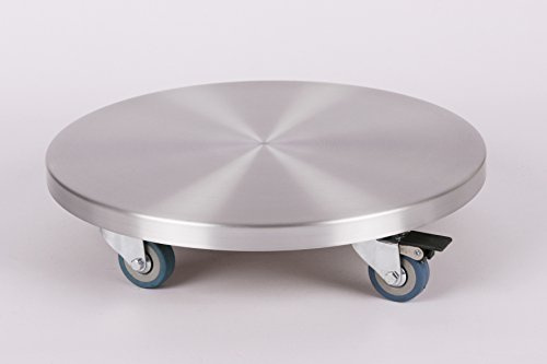 Möbelroller/Pflanzenroller (Profi) Ø 40 cm, ALU, 150 kg, PU-Rolle + Bremse, Marke: Szagato, Made in Germany (Design-Pflanzenroller Transportroller Rollbrett)