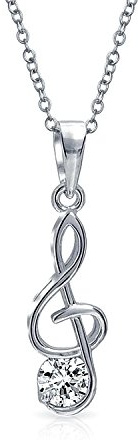 Bling Jewelry Professeur De Musique Élève Accent Tchèque Musicien Clef De Sol Pendentif En Forme De Note De Musique Pour Femmes Adolescentes .925 Argent Sterling