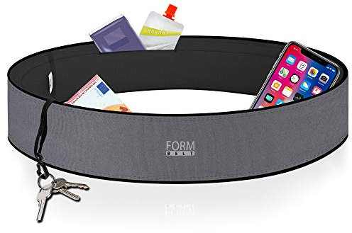 Formbelt® Laufgürtel für Handy Smartphone iPhone 12 X XS XR 11SE 2020 7+ Plus Samsung Galaxy A31 A21s S9 S10 Edge Hüfttasche für Sport Fitness Laufen Bauchtasche zum Laufen (grau, XS)