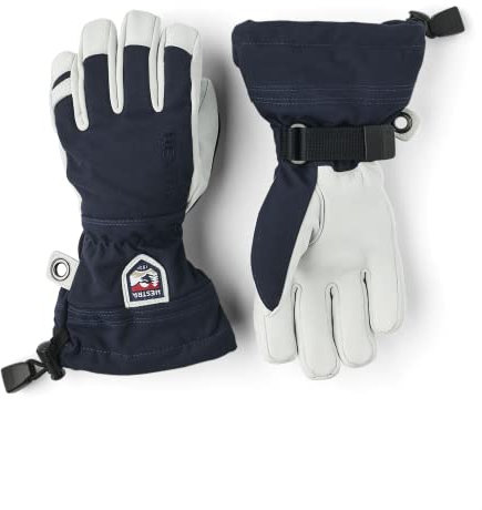 Hestra Jungen Kid's Army Leather Heli Ski 5 Finger HandschuheBlau/Grau 6