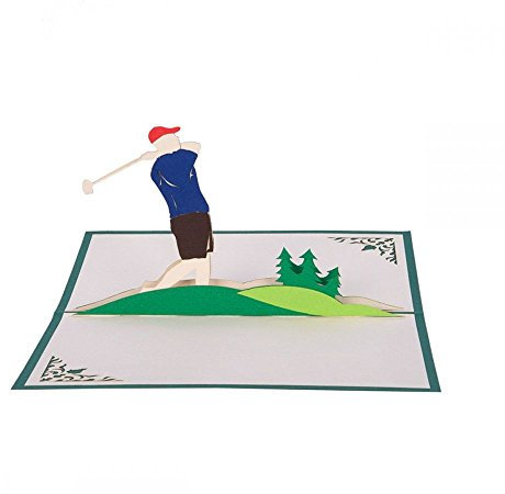 3D KARTE Golfer I Pop-Up Karte als Geburtstagskarte, Geldgeschenk I Klappkarte als Grußkarte, Einladungskarte