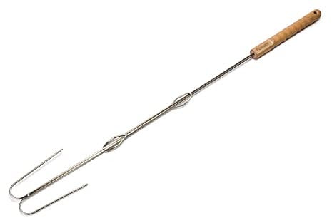 Petromax Lagerfeuer-Spieß ls2 mit Zwei umgebogenen Zinken (2 Stück), Silber, 92 cm