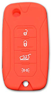 GUSCIO CHIAVE COVER COMPATIBILE CON JEEP RENEGADE cherokee IN SILICONE GOMMA 4 TASTI ROSSA
