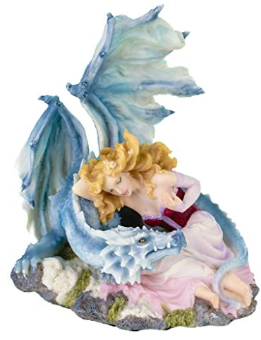 Veronese by Joh. Vogler GmbH Dekofigur Dragonlove Mädchen mit weißem 19 cm Drachen Figur Frau Drache