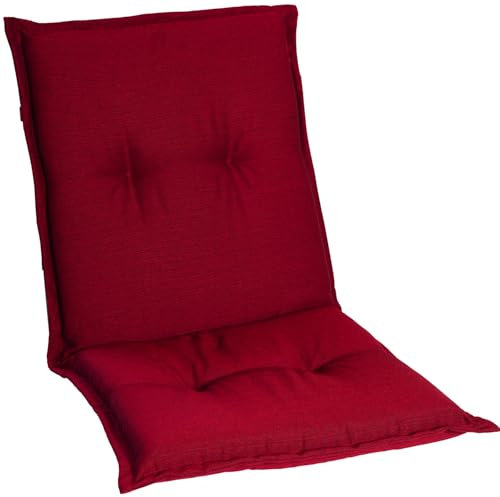 Homeoutfit24 Gartenstuhlauflagen Niedriglehner – 2er Set – Komfort-Polster 6,5 cm – Oeko-TEX Zertifiziert – pflegeleicht – Rot – Made in EU