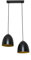 Licht-Erlebnisse Schwarze Hängeleuchte Schirm innen Gold E27 Ø20cm Retro Design Pendelleuchte Esstisch Wohnzimmer