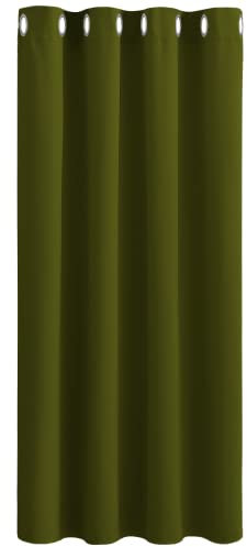 PONY DANCE Vorhang Blickdicht Kurze Gardinen Verdunkelungsvorhang Kinderzimmer Curtain Blickdichter Thermovorhang mit Ösen 1 Stück H 158 x B 132 cm, Oliv-grün