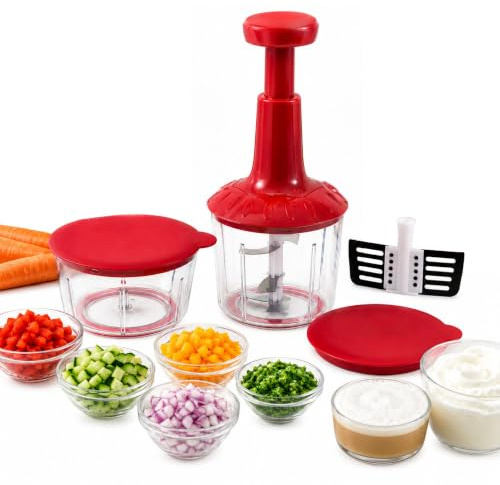 NAMAI - Tritatutto Manuale 5 Lame, 2 Contenitori, Mixer, Utile e Pratico