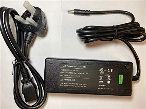 Replacement for 48V 1.25A AC-DC Power Adaptor for Netgear GS308P POE Switch