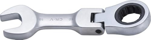 BGS 6916 | Chiave combinata a cricchetto | corta | 125 mm | inclinabile | SW 16 mm | Chiave a cricchetto dentata fine | acciaio CV