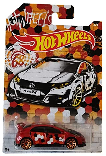 Mattel GJV53 Hot Wheels ´16 Honda Civic Type R, Rennwagen rot-schwarz-orange, Maßstab 1:64 für Sammler und Kinder
