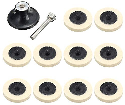 10 Stück Wollfilz Polierscheibe Wolle Polieren Polierscheibe Schleifen Runde Rad Soft Filz Polierer Pad 50mm + 1pcs Disc-Pad-Halter