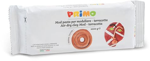 PRIMO – Knete Zubehör Knetmasse, 1000 g-Kneteblock zum Formen, Kinderspielzeug 3 Jahre, Kreative Arbeiten und Hobby, Lufttrocknend, Bearbeitbar mit Feuchten Händen, Kein Brennen Erforderlich