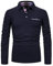 APAELEA Men's Long Sleeve Polo Shirt Casual Rugby Shirts with Plaid Down Collar,Navy,L