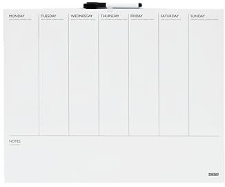 DESQ® Wochenplanner 40 x 50 cm - Horizontales Layout, Rahmenlos, Whiteboardmarker, Magnethaftend, Trocken abwischbar, Deutsch