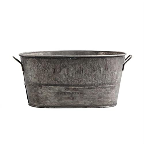 caihuashopping Blumentopf Zink Metall Blumentopf Gartenpflanzer Trog Blume Pflanze Topf Container Home Party Outdoor Garten Dekoration Übertopf (Color : Gray)