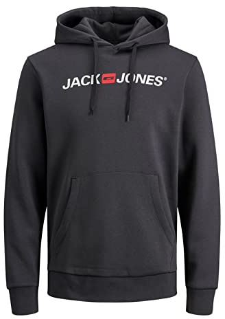 JACK & JONES - Felpa da Uomo con Cappuccio e Logo, Grigio (Asfalto/Reg Fit), XXXL