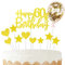 Personalised Gold Cake Toppers for Him & Her - Happy 60th Birthday Sign & Glitter Cupcake Toppers (6 Pieces)