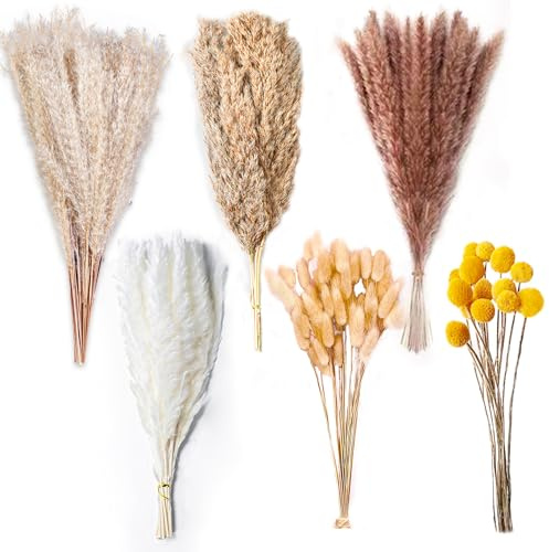 Natural Dried Pampas Grass Decor - 17.5 100Pcs Fluffy Pampas Grass Bouquet