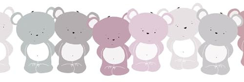 Profhome Kids Wallpaper Border 403739-GU self-Adhesive Border Pink Grey White 0.155 m x 5.00 m / 0.775 sqm