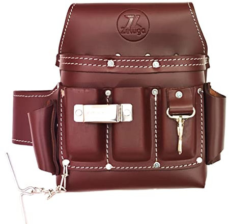 Zeluga 20-168 Werkzeugtasche für Elektriker, Leder, 6 Fächer, Kirschrot