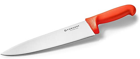 Forgast HACCP Kochmesser Küchenmesser | 24cm Klinge | Rot | Gemüsemesser | Schälmesser | Metzgermesser | Fleischermesser | Polypropylen-Griff