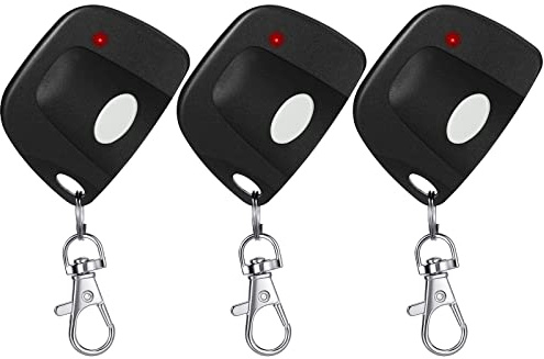 Kingdder 3 Pcs Gate Opener Remote Compatible with Multicode, Black, White | 300mhz 10 Dip Switch, Compatible with 3089 3060 3070, Garage Door Remote Control with Keychain