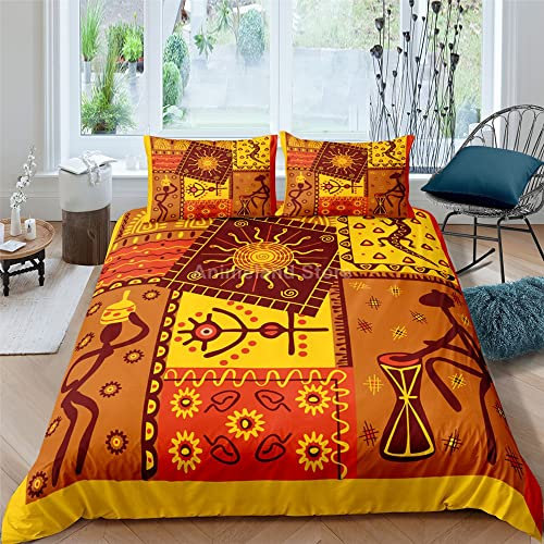 MDKLXIDF Bettwäsche 135x200 cm gelbes Afrika Weich Mikrofaser Bettbezug Set Für Jungen Mädchen Einzelbett, Hypoallergen Bettbezüge mit Reißverschluss und 1 Kissenbezug 80x80 cm