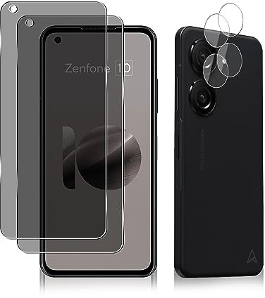 MiRowy Verre Trempé Anti-Espion pour Asus Zenfone 10, 2+2 Pièces Privacy Protection Écran et Caméra Protecteur, 9H Dureté Anti-Rayures Anti-Spy Privacy Protecteur Écran pour Asus Zenfone 10