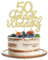 Gyufise 1Pcs 50th Wedding Anniversary Cake Toppers Gold Glitter 50th Golden Wedding Anniversary Heart Cake Decoration for Celebration Party Supplies