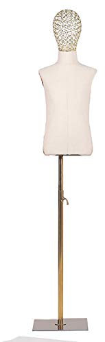 Schaufensterpuppen-Torsokörper für Jungen/Mädchen/Kinder mit Metallsockel, Alter 2/4/6/8 Jahre, Säugling/Kind, weißer halber Schaufensterpuppen-Torso, höhenverstellbar (Farbe: Netzkopf, Größe: 8 Jahre