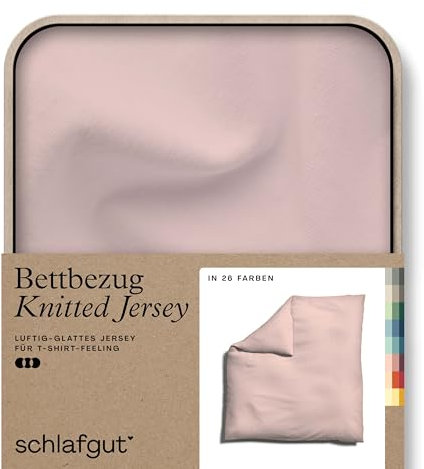 schlafgut Knitted Jersey Bettwäsche 135x200cm Bettdecke Bezug einzeln, Multicolor Uni, weich und faltenfrei mit Elasthan (Purple Light, 200x200)