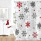 GCIREC Schneeflocke Duschvorhang, Grau Rot Weiß Weihnachten Schneeflocke Winter Badezimmer Vorhang Home Badewanne Dekor Wasserdichter Stoff Maschinenwaschbar mit 12 PCS Haken,180x180cm