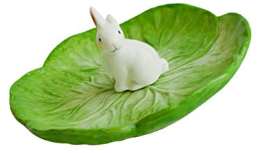 Milisten Rabbit Dinner Plates Adorable Dish Cabbage Shape Tray Ceramics Plate for Baby Dish Lovely Boys and Girls Plate