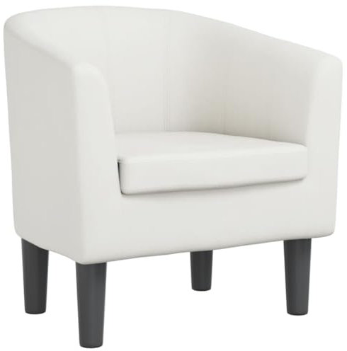 vidaXL Clubsessel, Sessel mit gepolstertem Sitz Armlehnen, Cocktailsessel mit Holzgestell, Loungesessel Relaxsessel Polstersessel, Weiß Kunstleder