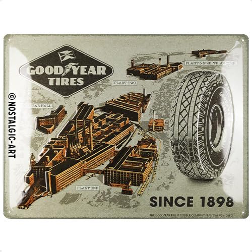 Nostalgic-Art Retro Blechschild, 30 x 40 cm, Goodyear – since 1898 – Geschenk-Idee für Motor-Fans, Original Lizenzprodukt (OLP), aus Metall, Vintage Design, Blechschilder Sprüche, Reifen-Deko