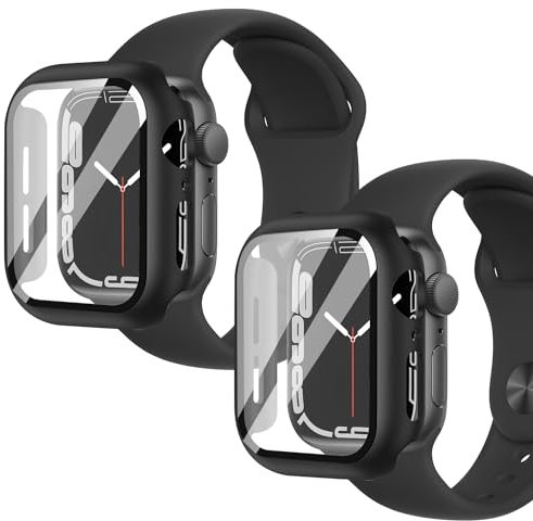 Crymow Hülle mit Schutzhülle für apple watch SE Series 6 5 4.Rundum Schutzhülle,44 mm Gehäuse Hoch Empfindlichkeit,9H Härte,HD Klar,Kratzfes und Ultradünne Displayschutz für iWatch 2-Stück,Schwarz