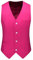 Kiioouu Gilet de costume décontracté pour homme - Couleur unie, rose rouge, XL