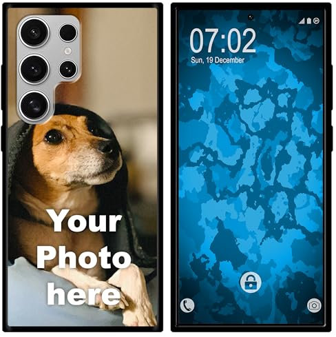 PhoneNatic personalisierte Handyhülle für Samsung Galaxy S24 Ultra Custom Case Schwarz zum selbst gestalten mit eigenem Foto Bild Text individuell