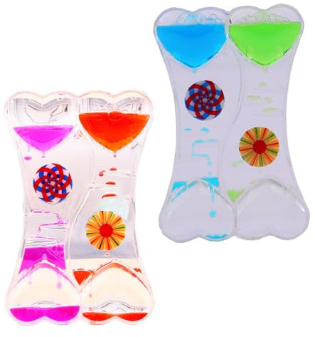 Sablier Liquides Jouets Sensoriels, Sablier Minuterie Liquide, Timer Liquide Lampe à Lave Colorés Fidget Toy Liquid Motion Bubbler pour Enfant Adulte, Relaxation Anxiété TDAH, Décor à Maison (F-2pcs)
