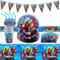 Heartsking 42 Pcs Superhero Party Tableware Set with Tablecloth, Banner, 20 Napkins, 10 Cups, 10 Plates - Avengers Theme for Kids Birthday Party Decorations