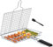 HurLuksi BBQ Grilling Basket, Stainless Steel Fish Grill Basket with Brush and Storage Bag, Barbecue Grill Rack Camping Cooking Accessories for Fish, Meat, Vegetables (Deep Grill Basket)