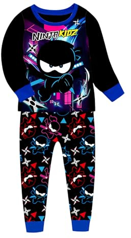 Temolie Ninja Kidz Boys Pyjamas Sets Game Pajamas Long Sleeves Tshirt & Pant 2pcs Suit Kids Nightwear Nighty Sleepwear for 5-13 Years (UK, Age, 12 Years, 13 Years, Regular, blue)